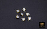14 K Gold Filled CZ Charm, 6 mm Birthstone Round Charm with Jump Rings #3937, Birthday Permanent Jewelry