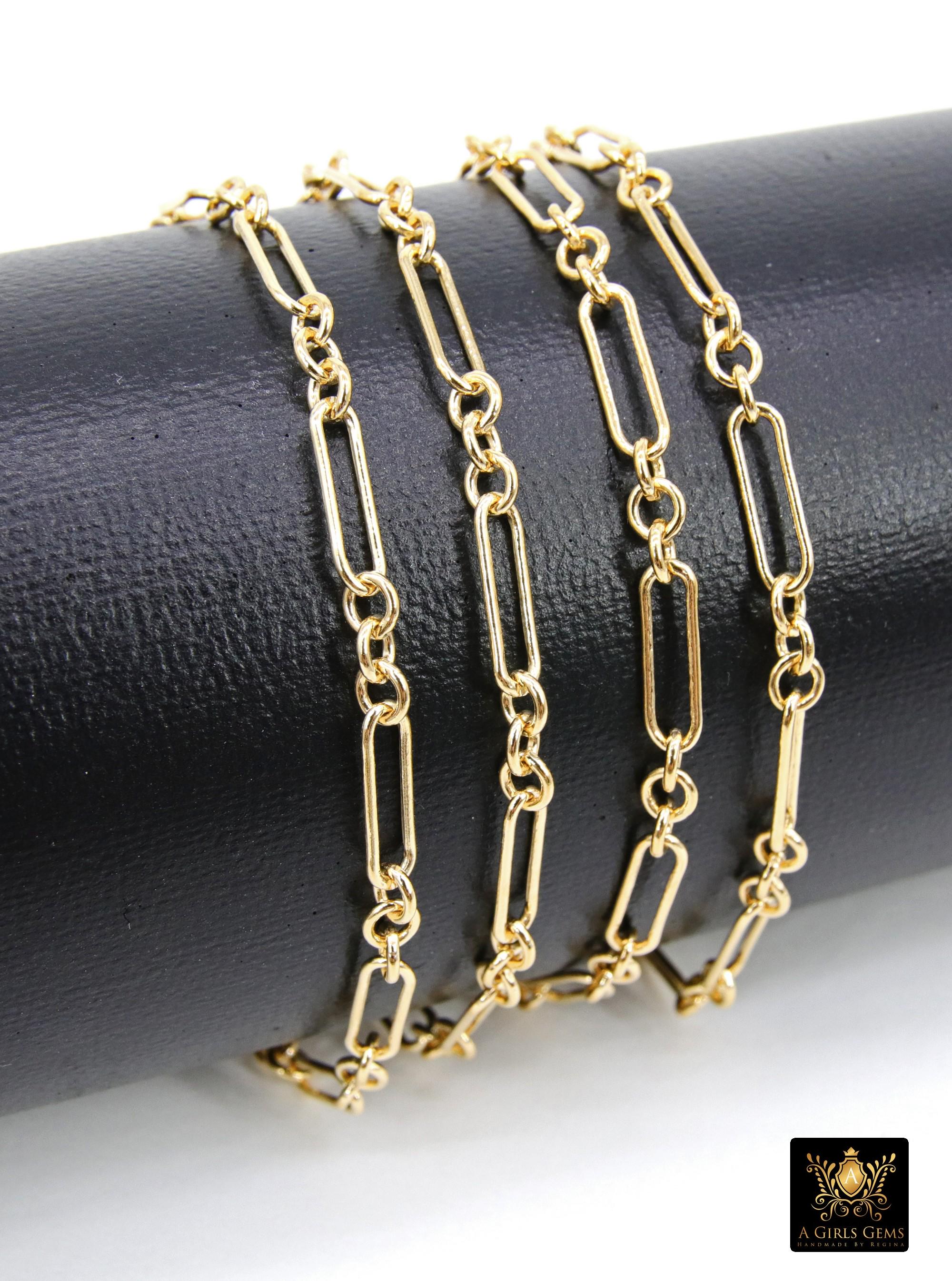 14 K Gold Filled Paperclip Chain, 11 mm Rectangle Rolo CH #800, 925 Sterling Silver Large Long Short Links CH# 807