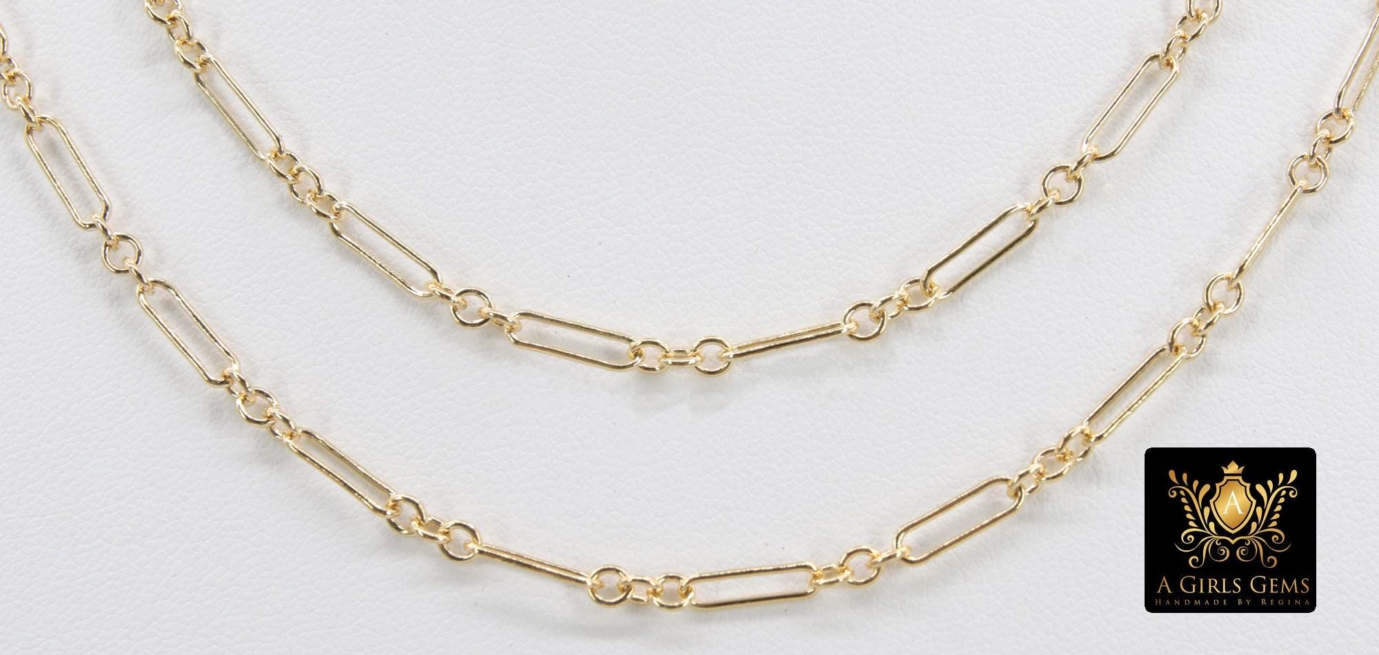 14 K Gold Filled Paperclip Chain, 11 mm Rectangle Rolo CH #800, 925 Sterling Silver Large Long Short Links CH# 807