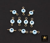 14 K Gold Filled Evil Eye Connector, 5 mm 925 Sterling Silver Round Blue Greek Eye #2763, Minimalist Permanent Jewelry Wire Wrapped Links
