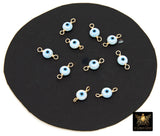 14 K Gold Filled Evil Eye Connector, 5 mm 925 Sterling Silver Round Blue Greek Eye #2763, Minimalist Permanent Jewelry Wire Wrapped Links