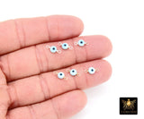 14 K Gold Filled Evil Eye Connector, 5 mm 925 Sterling Silver Round Blue Greek Eye #2763, Minimalist Permanent Jewelry Wire Wrapped Links