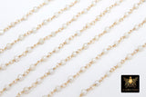 Natural Pearl Rosary Chain, 4 mm Freshwater Beaded Rosary Chain CH #540, 3 mm Gold Wire Wrapped