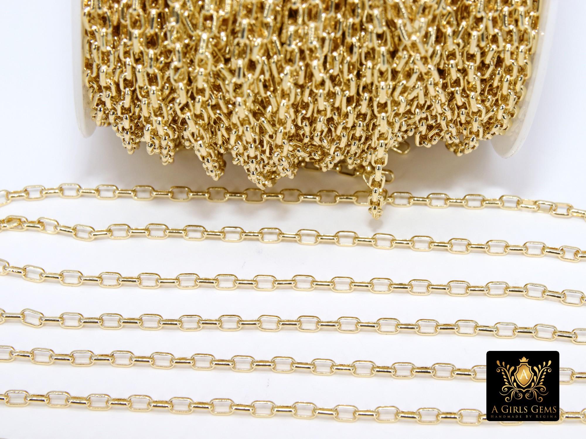 Gold Box Chains, Rectangle Box Chains CH #164, Gold 5.0 x 3.5 mm Unfinished Jewelry Chains