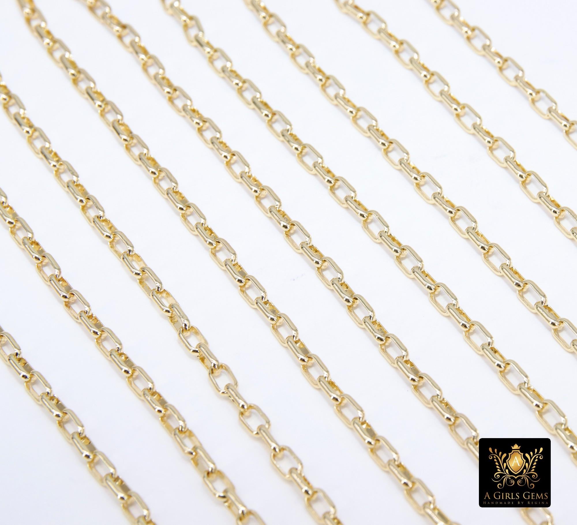Gold Box Chains, Rectangle Box Chains CH #164, Gold 5.0 x 3.5 mm Unfinished Jewelry Chains