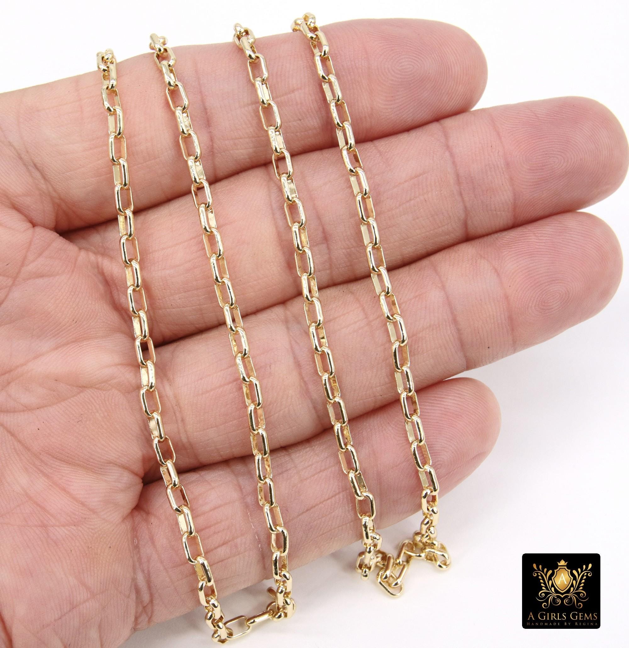 Gold Box Chains, Rectangle Box Chains CH #164, Gold 5.0 x 3.5 mm Unfinished Jewelry Chains