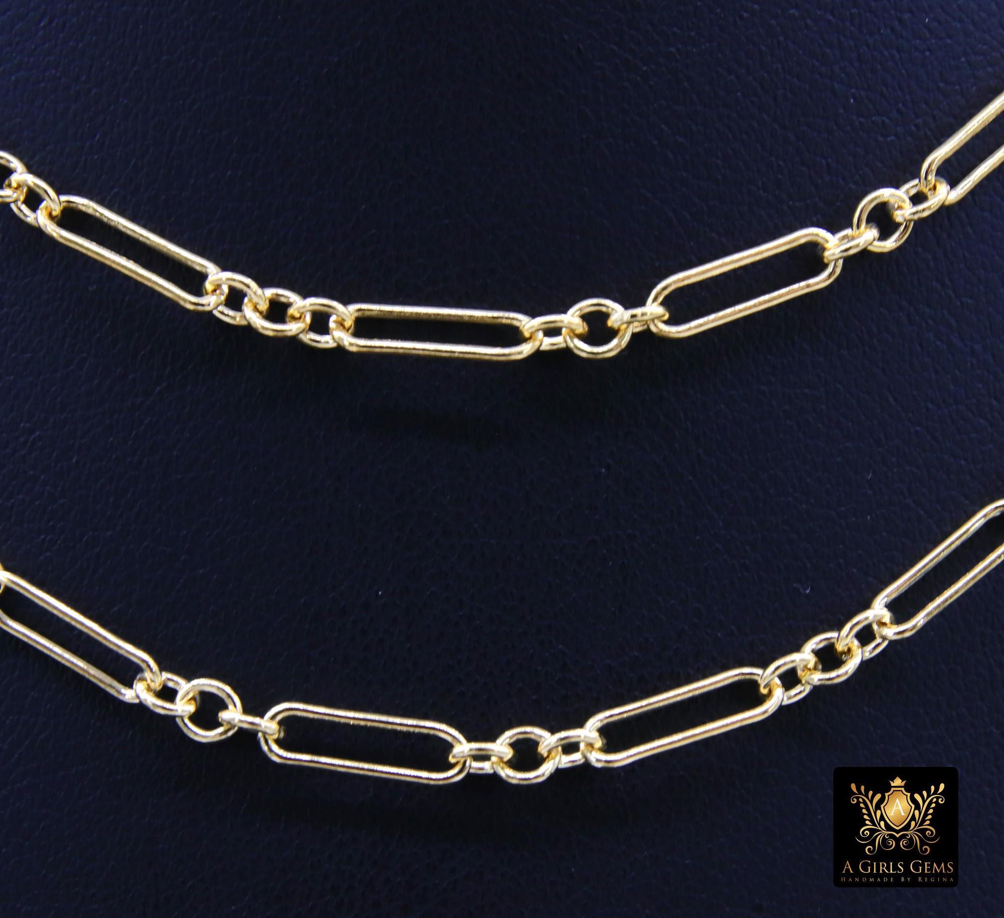 14 K Gold Filled Paperclip Chain, 11 mm Rectangle Rolo CH #800, 925 Sterling Silver Large Long Short Links CH# 807