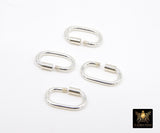 14 K Gold Filled Carabiner, 14 mm Small 925 Sterling Silver Oval Long Clasps #3594, Dainty Sterling Silver Screw Clasps