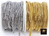 Silver Stainless Steel Chain, 304 Faceted Curb 5 mm Chains CH #211, Unfinished Necklace Chains