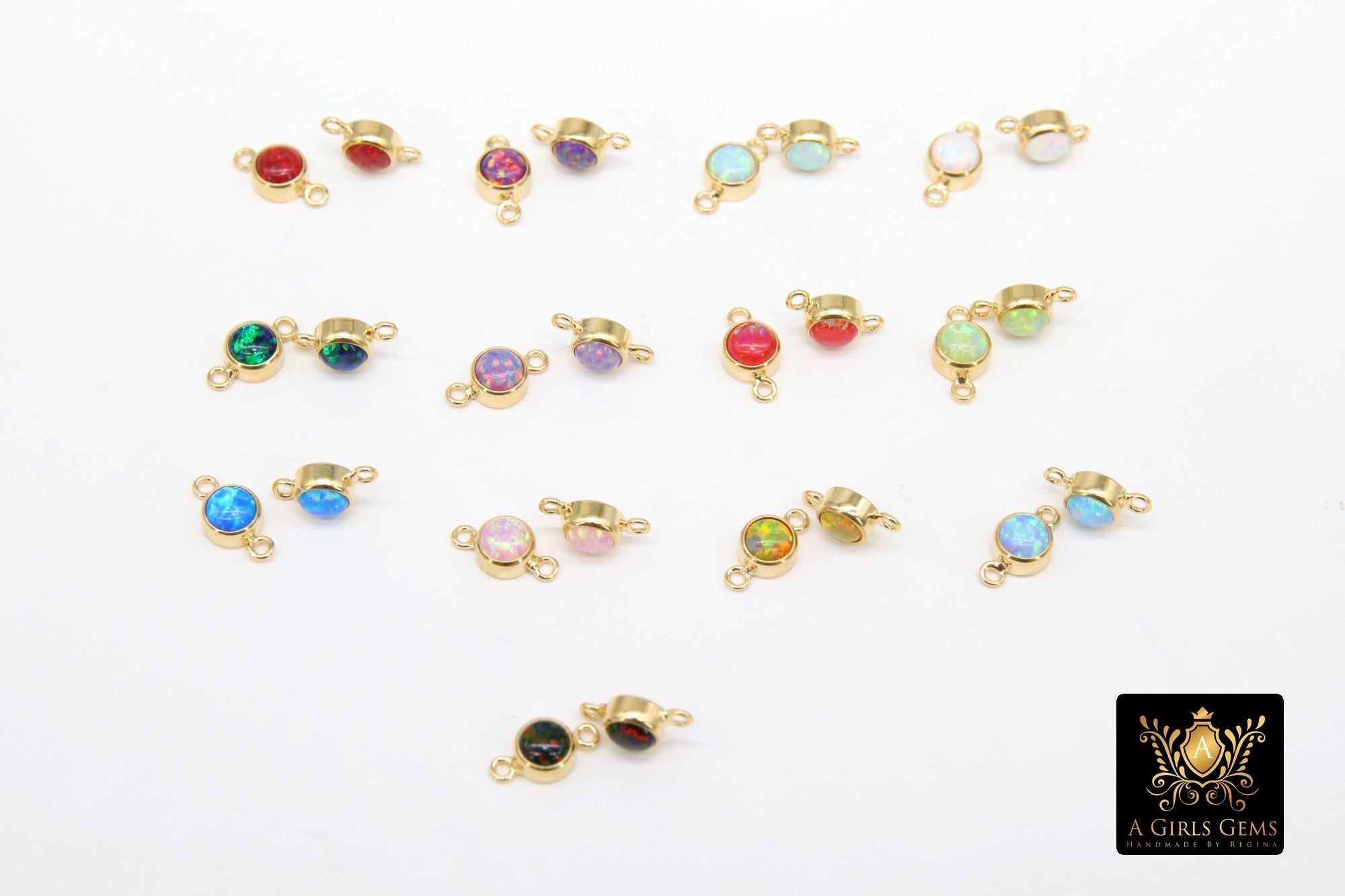 14K Gold Filled Zircon Opal Birthstone Connectors. Permanent Jewelry links for Birthday Gifts. Mothers Day or Wife gifts for her. Black, red, blue, yellow, green, white, purple amethyst, lime.