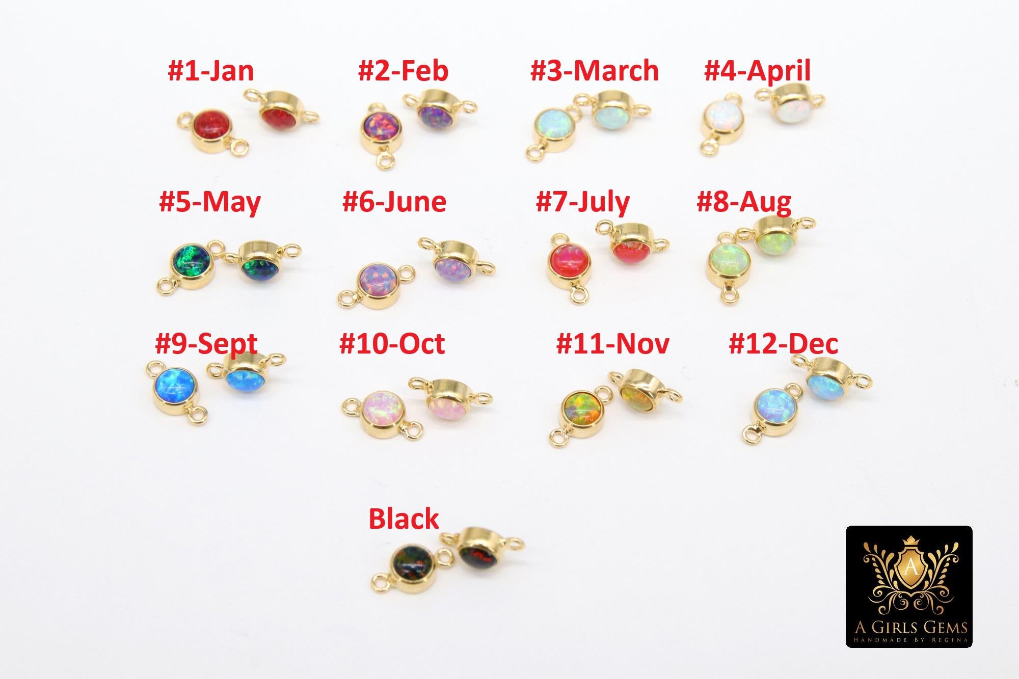 14 K Gold Filled Opal Solitaire Connectors, Top Quality CZ 4 mm White Bezel Links #157, Permanent Jewelry Findings