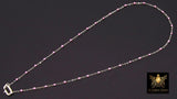 925 Sterling Silver Enamel Satellite Chain Necklace, Silver Beaded Dainty Choker, Front Charm Clasp Choker