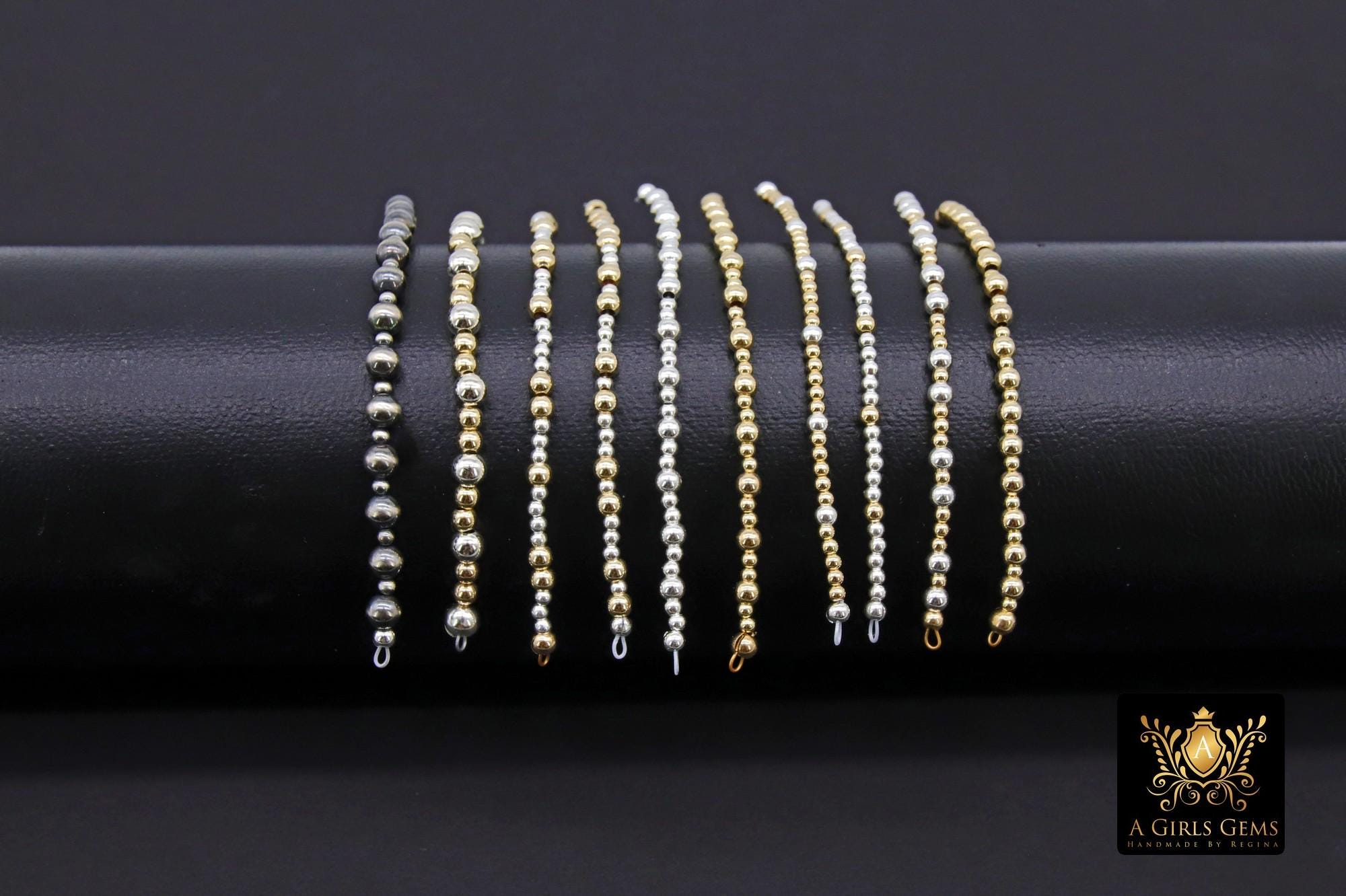 14 K Gold Filled Beaded Connectors, Long Bar 925 Sterling Silver Connectors #3601, Navajo Pearls