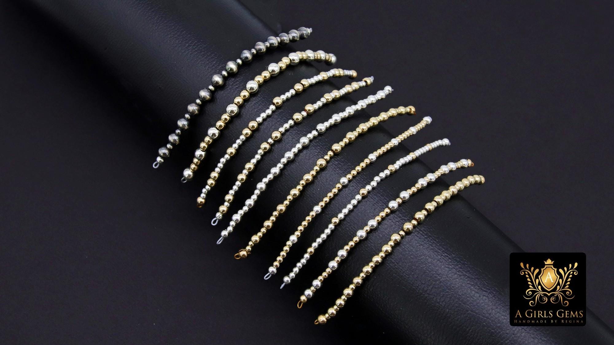 14 K Gold Filled Beaded Connectors, Long Bar 925 Sterling Silver Connectors #3601, Navajo Pearls