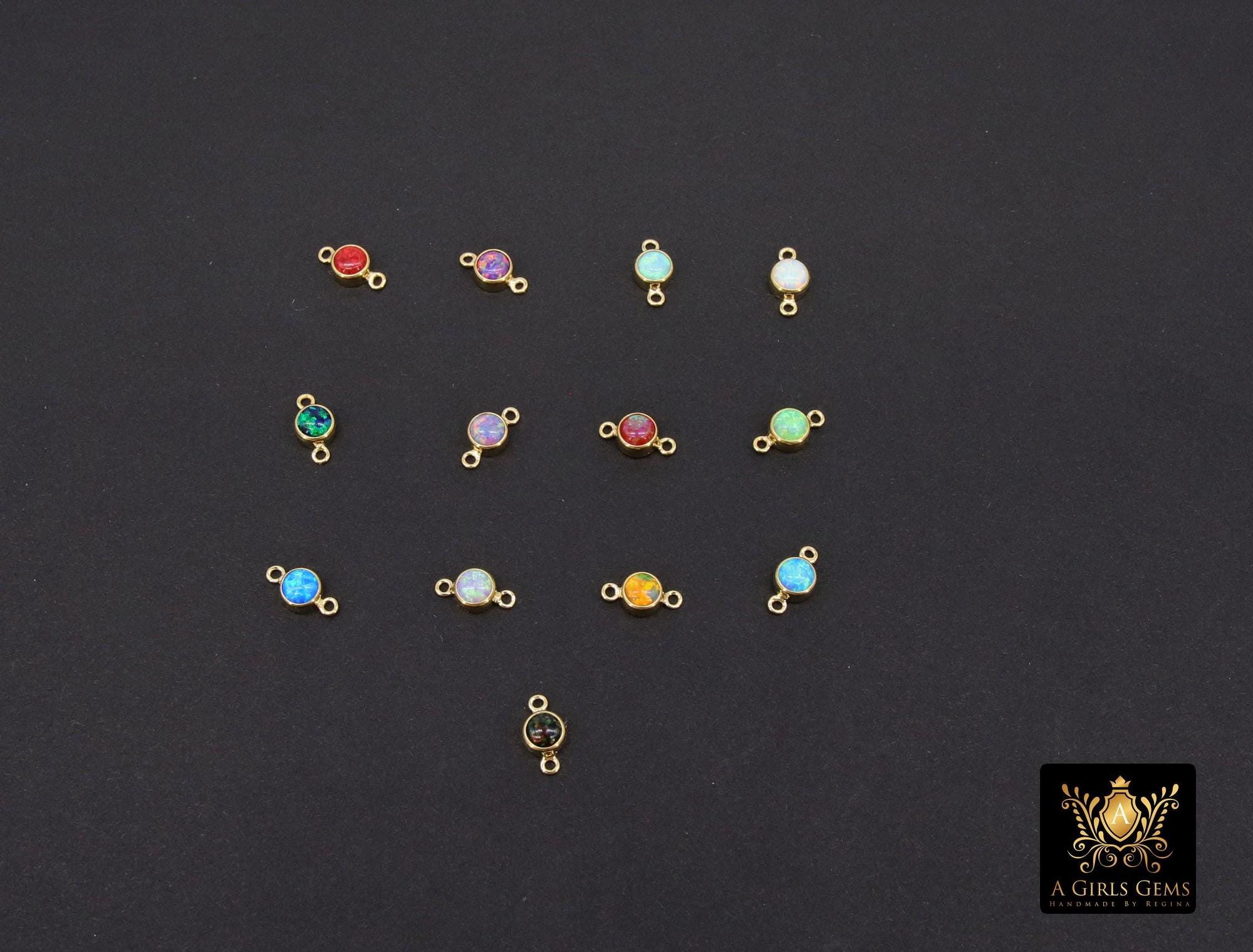 14K Gold Filled Zircon Opal Birthstone Connectors. Permanent Jewelry links for Birthday Gifts. Mothers Day or Wife gifts for her. Black, red, blue, yellow, green, white, purple amethyst, lime.