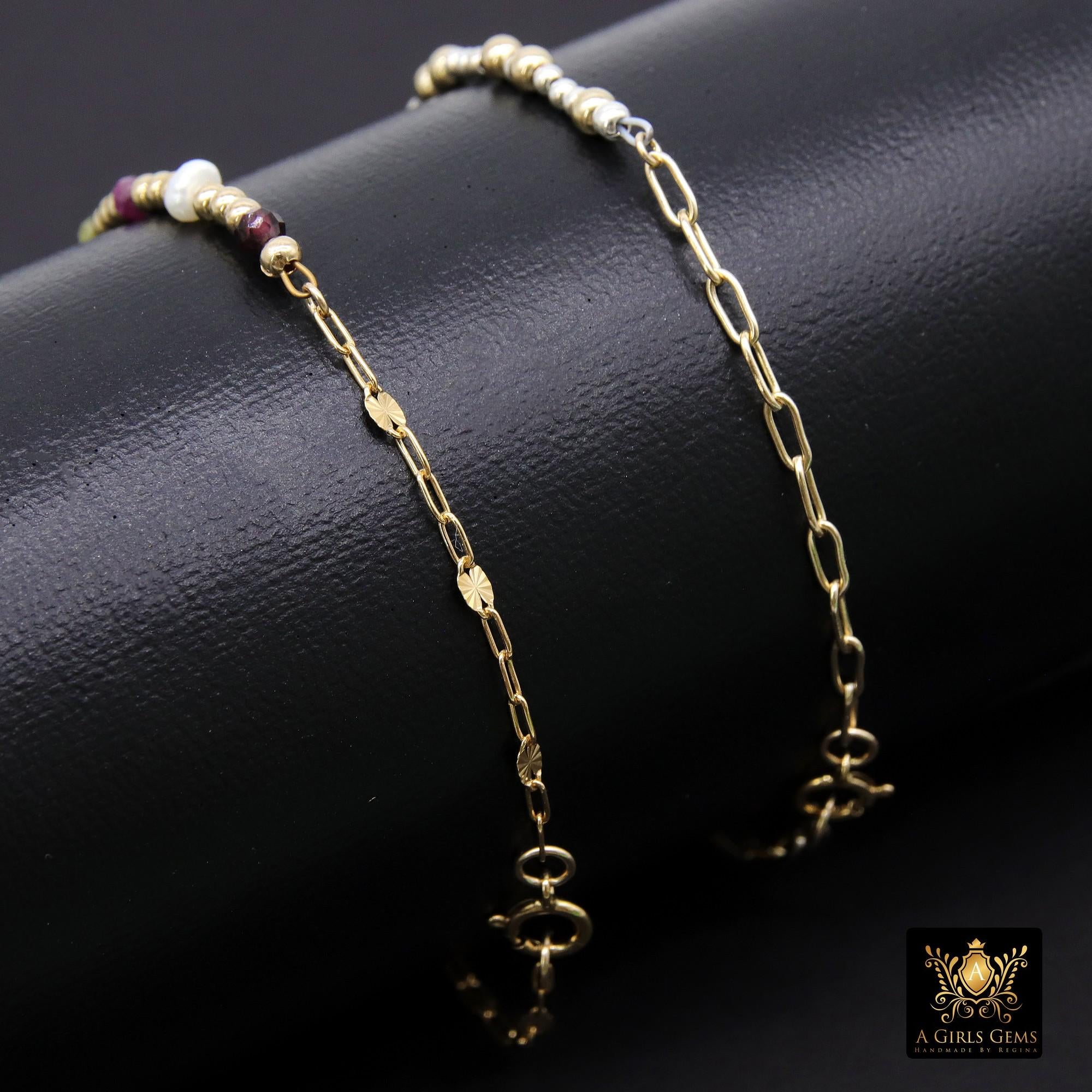 14 K Gold Filled Beaded Connectors, Long Bar 925 Silver Glitter or Matte #3618, Navajo Pearls Permanent Jewelry