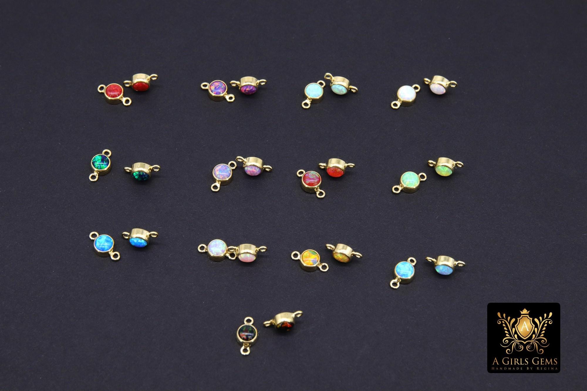 14K Gold Filled Zircon Opal Birthstone Connectors. Permanent Jewelry links for Birthday Gifts. Mothers Day or Wife gifts for her. Black, red, blue, yellow, green, white, purple amethyst, lime.