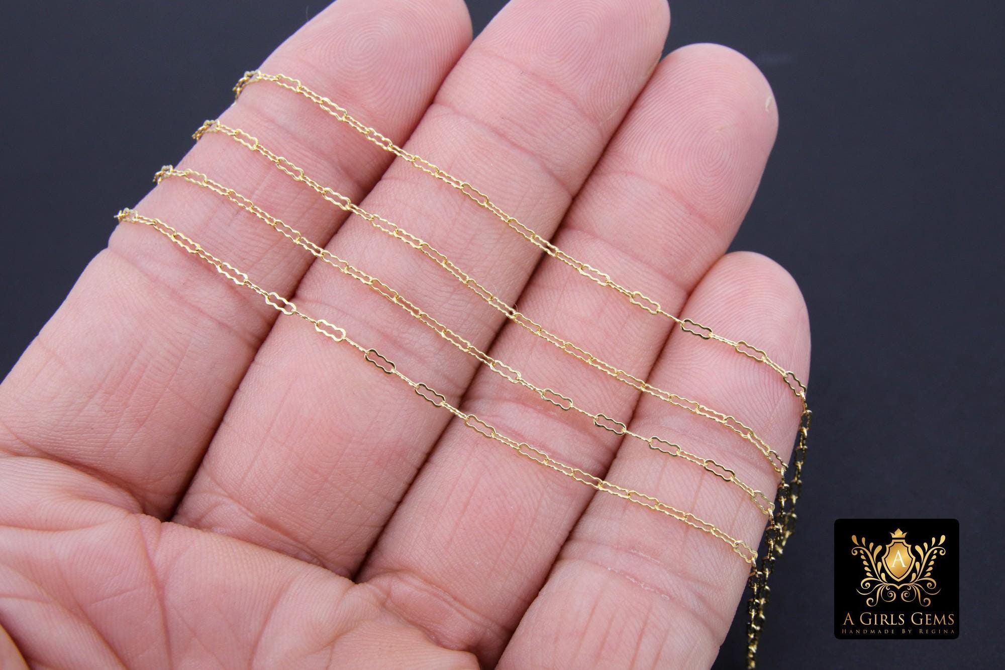 14 K Gold Filled Wavy Ripple Chain, By The Foot, Unfinished Designer Chains, Dainty Small Cable Krinkle Chains