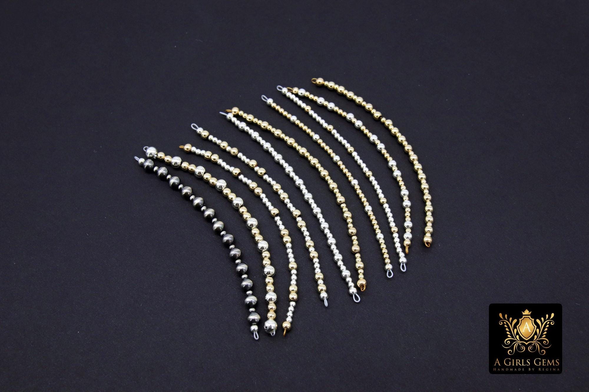 14 K Gold Filled Beaded Connectors, Long Bar 925 Sterling Silver Connectors #3601, Navajo Pearls