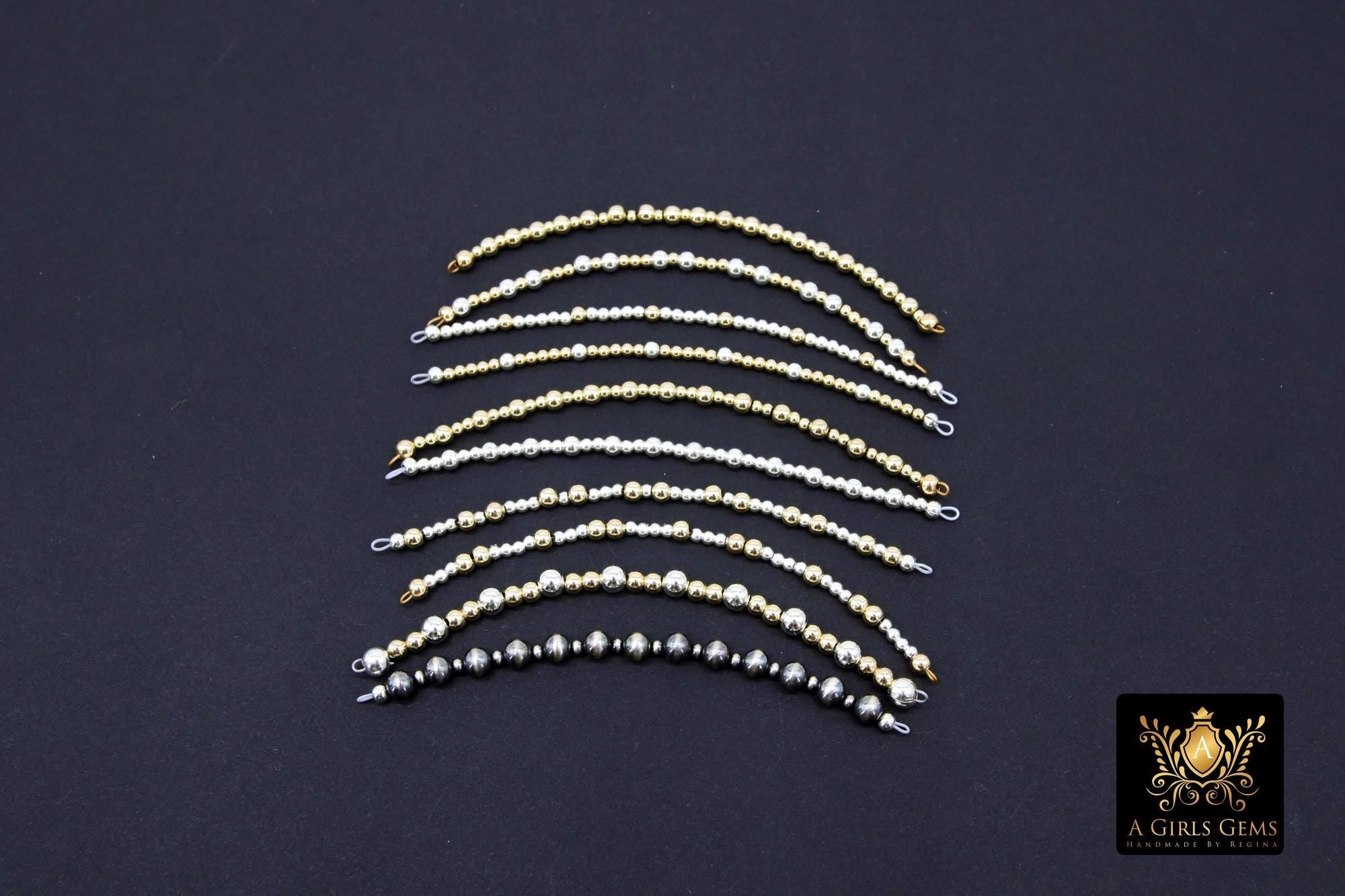 14 K Gold Filled Beaded Connectors, Long Bar 925 Sterling Silver Connectors #3601, Navajo Pearls