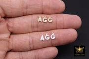 14 K Gold Filled CZ Alphabet Charms, 7 mm 925 Sterling Silver Initial With Jump Ring #3375, Letters