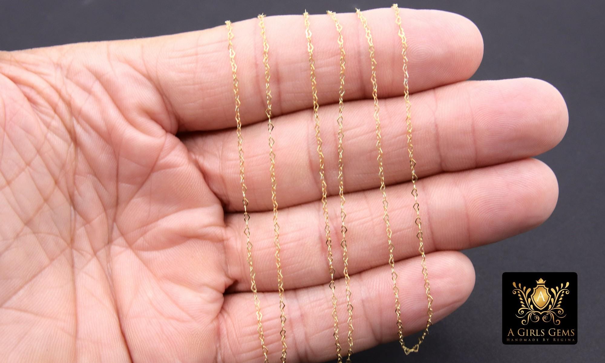 14 K Gold Filled Heart Chains, 1.9 mm Gold Filled Tiny Heart Shaped CH #923, Unfinished Chain By the Foot
