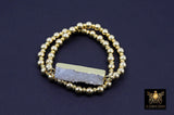 White Druzy Bar Beaded Bracelet, Rectangle Druzy Gold Stretchy Bracelet #795, 6 mm Round Beaded Rondelle Heishi Bracelet, Mom Beaded Bangles