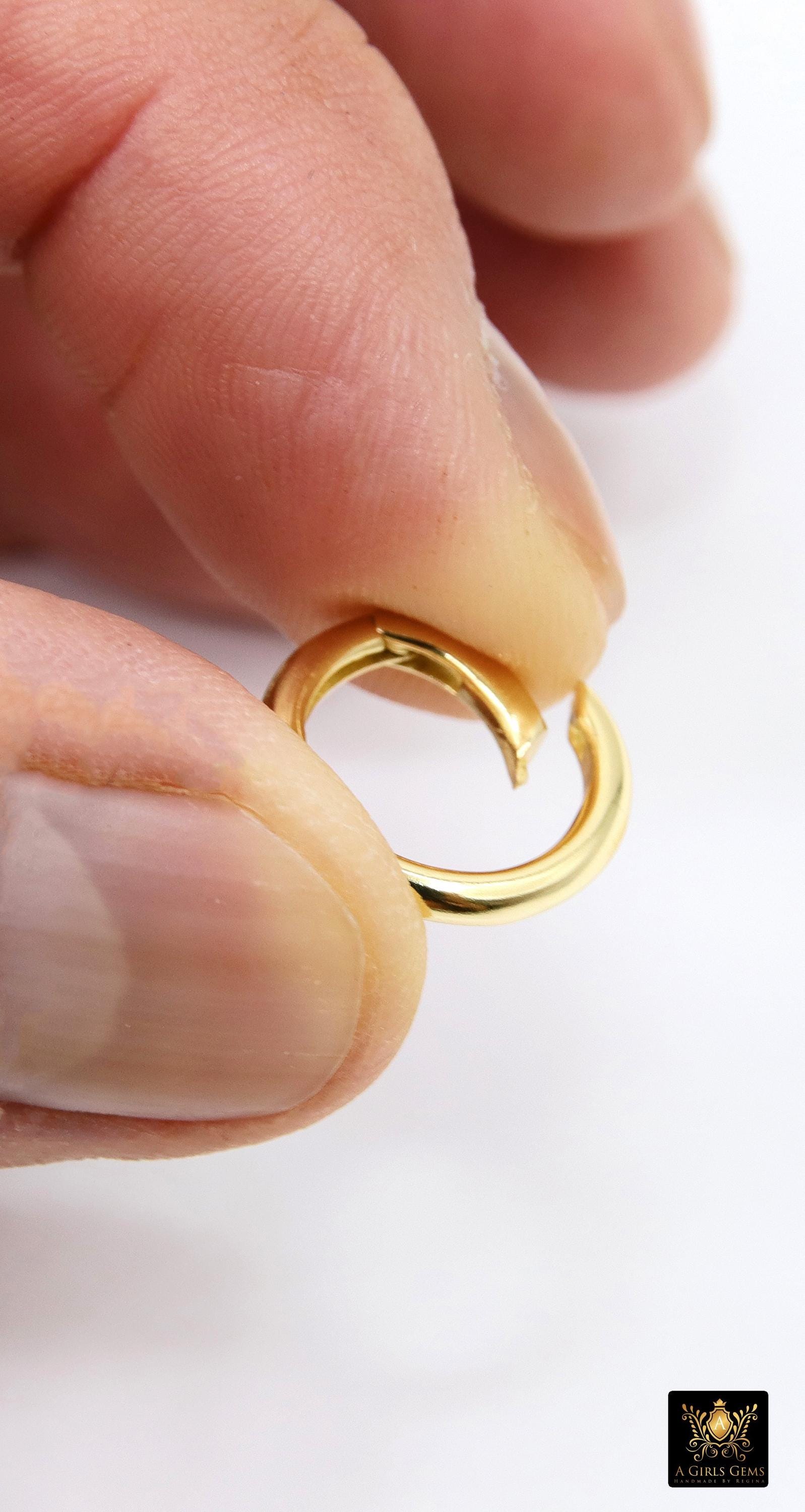 Gold Round Push Clasp, 10 mm 12 mm Small Gold Over 925 Sterling Silver #2076, 14 mm 16 mm Large Clip Connector