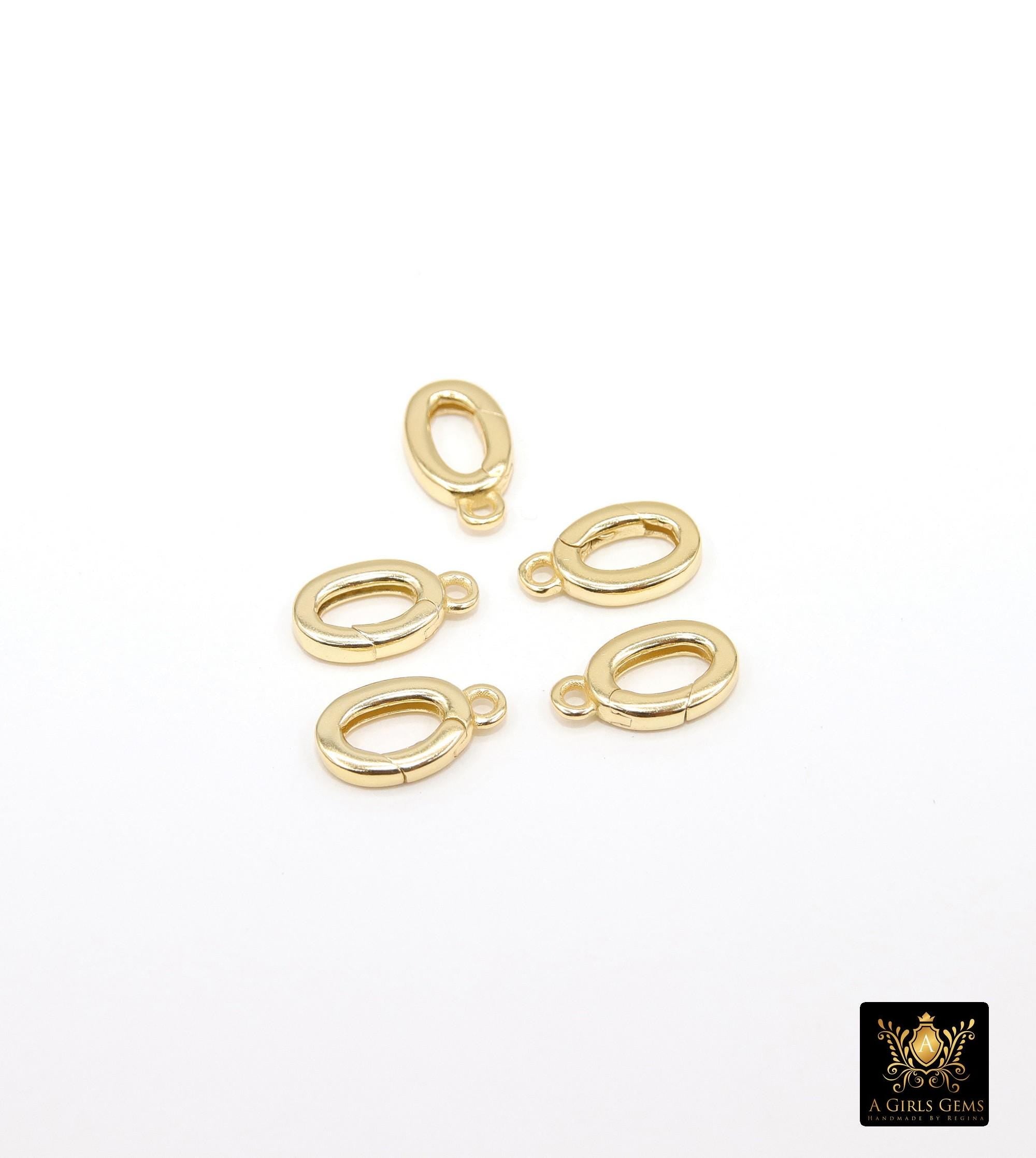 Gold Oval Push Clasp, 10 mm Gold Over 925 Sterling Silver Silver Spring Oval Shaped #3617, 2 Styles Clip Connector