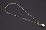 14K Gold Filled Baroque Pearl Paperclip Chain Necklace