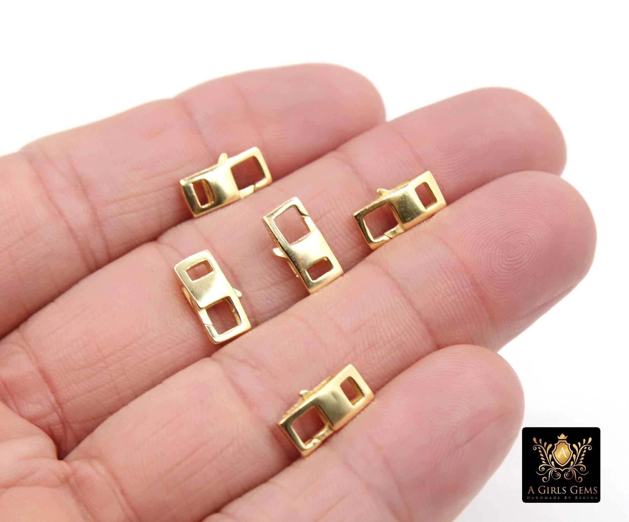 Gold Lobster Clasps, 6 x 12 mm Rectangle Shaped Clips, Gold Over 925 Silver Shape Clasps #3815