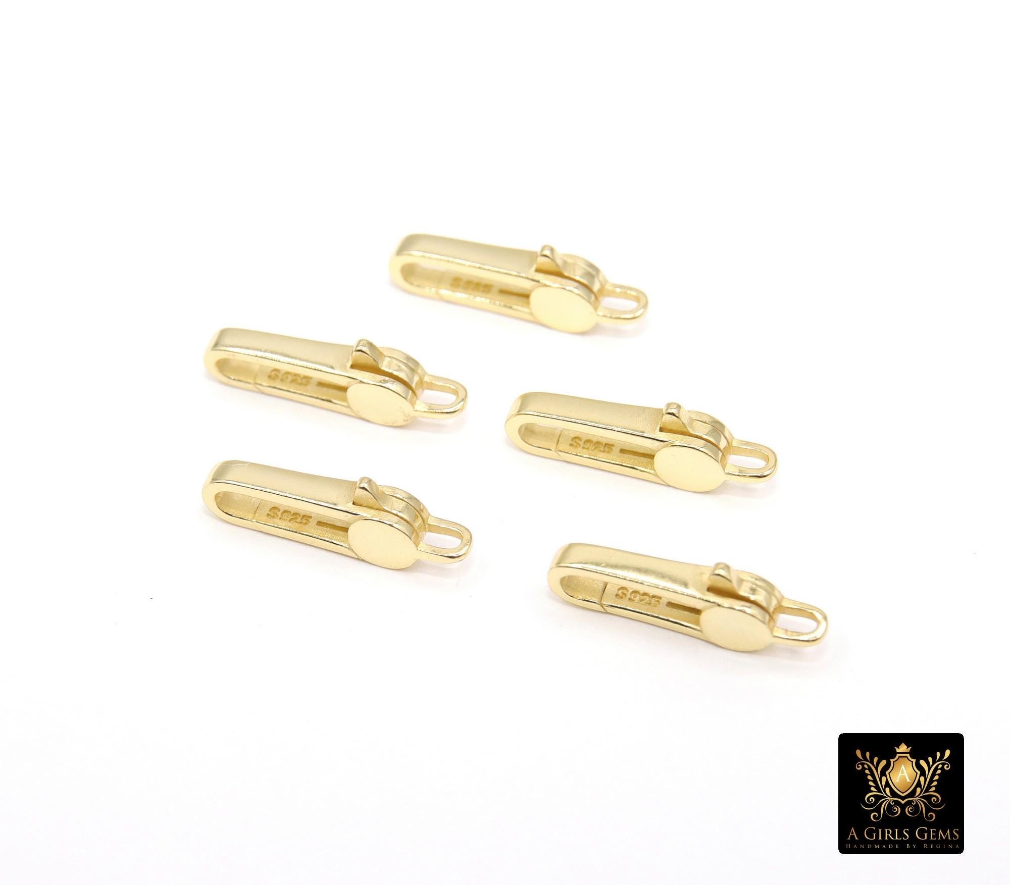 Gold Long Lobster Clasps, Long Oval Lobster Claws #3616, Gold Over 925 Sterling Silver Rectangle Clasp