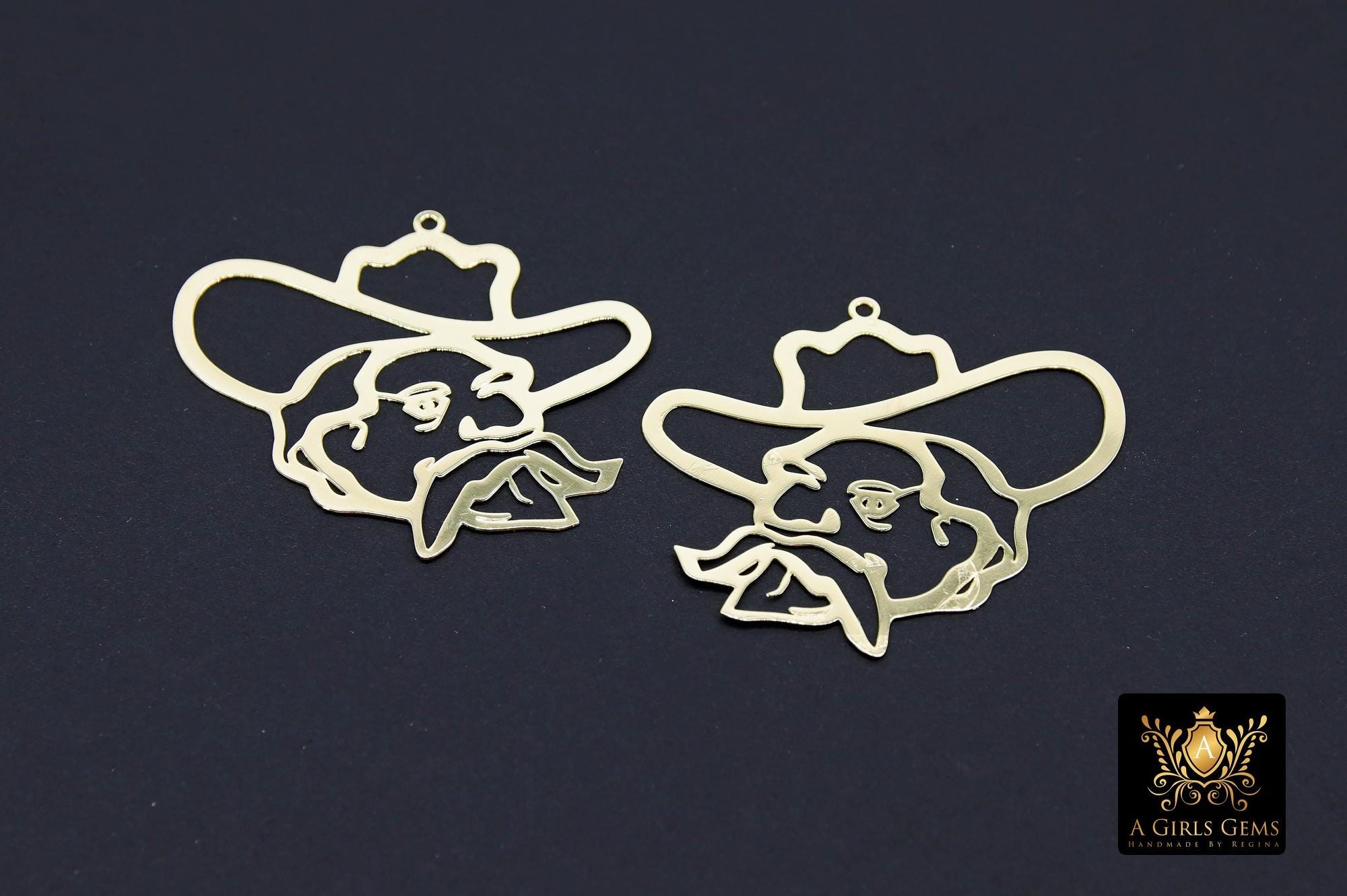 Rebel Man Charm, Gold Man In Hat AG #3203, Gold Scarf Pendants