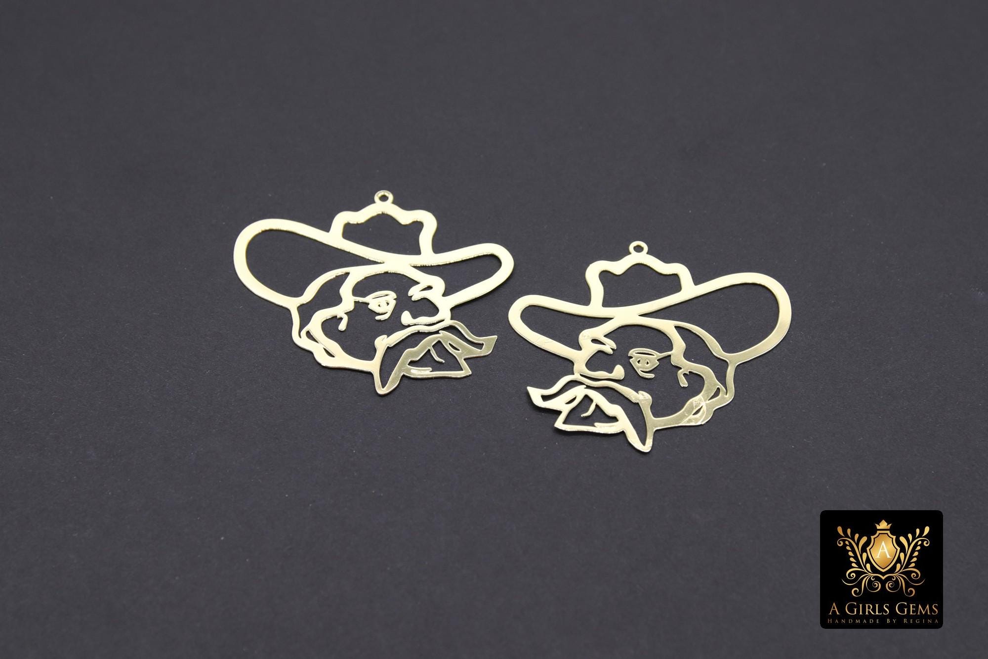 Rebel Man Charm, Gold Man In Hat AG #3203, Gold Scarf Pendants