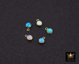 14 K Gold Filled Opal Solitaire Charms, Top Quality CZ 4 mm White Bezel Dangle #3605, Permanent Jewelry Findings