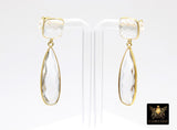 Clear Crystal Quartz Stud Earrings, Gold Over 925 Silver Teardrop Gemstone, Everyday Jewelry