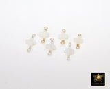 14 K Gold Filled Clover Connector, 925 Sterling Silver Handmade Wire Wrapped Mother of Pearl Quatrefoil, Clover Links, Permanent Jewelry