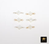 14 K Gold Filled Clover Connector, 925 Sterling Silver Handmade Wire Wrapped Mother of Pearl Quatrefoil, Beaded Clover Links, Permanent Jewelry Bead Links Findings
