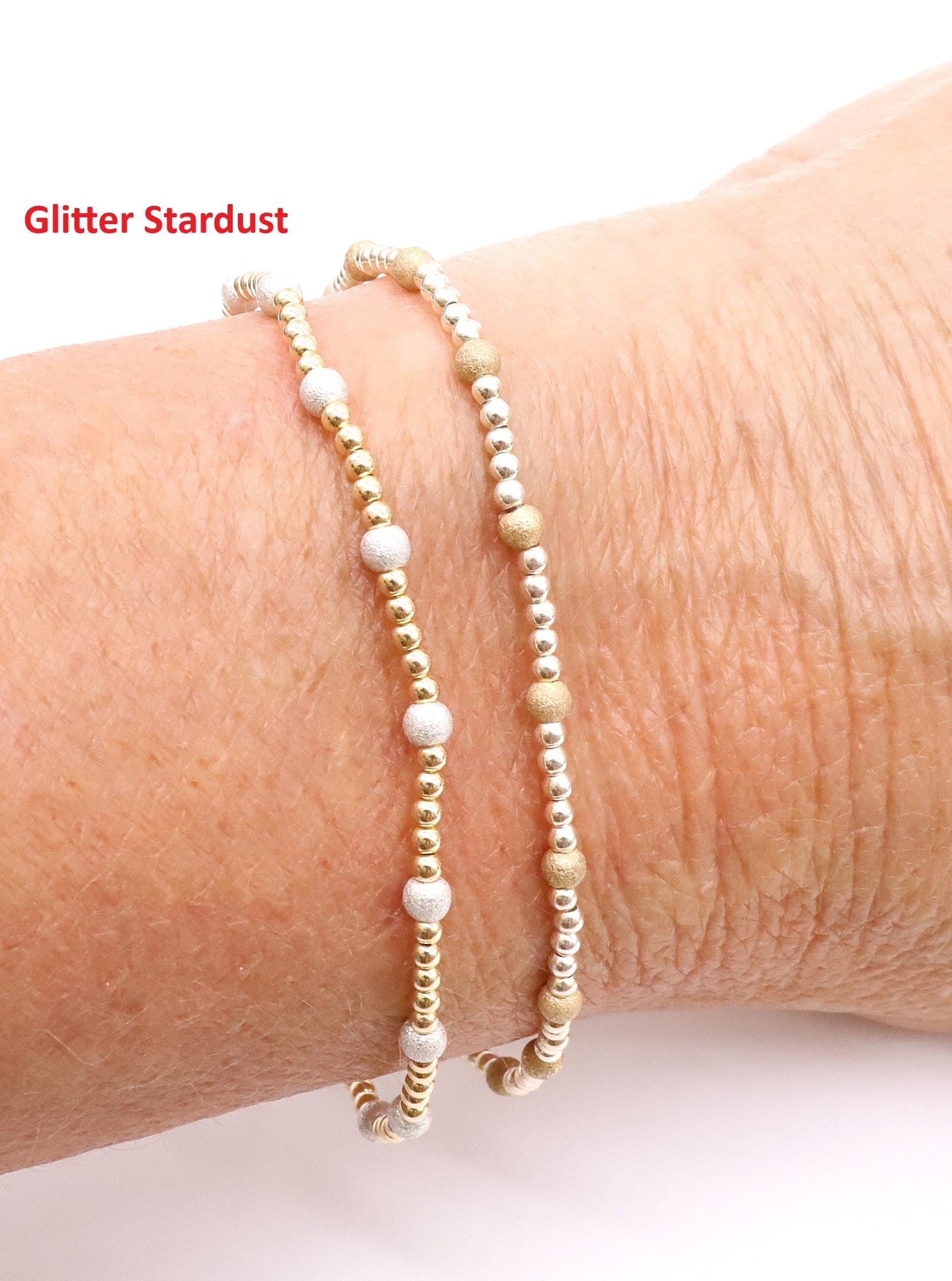 14 K Gold Filled Beaded Connectors, Long Bar 925 Silver Glitter or Matte #3618, Navajo Pearls Permanent Jewelry