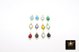 Teardrop Gemstone Connectors, Gold Gemstone Links #2994, Gold Over 925 Sterling Silver Birthstone 2 Loop Links