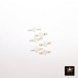 14 K Gold Filled Clover Connector, 925 Sterling Silver Handmade Wire Wrapped Mother of Pearl Quatrefoil, Clover Links, Permanent Jewelry