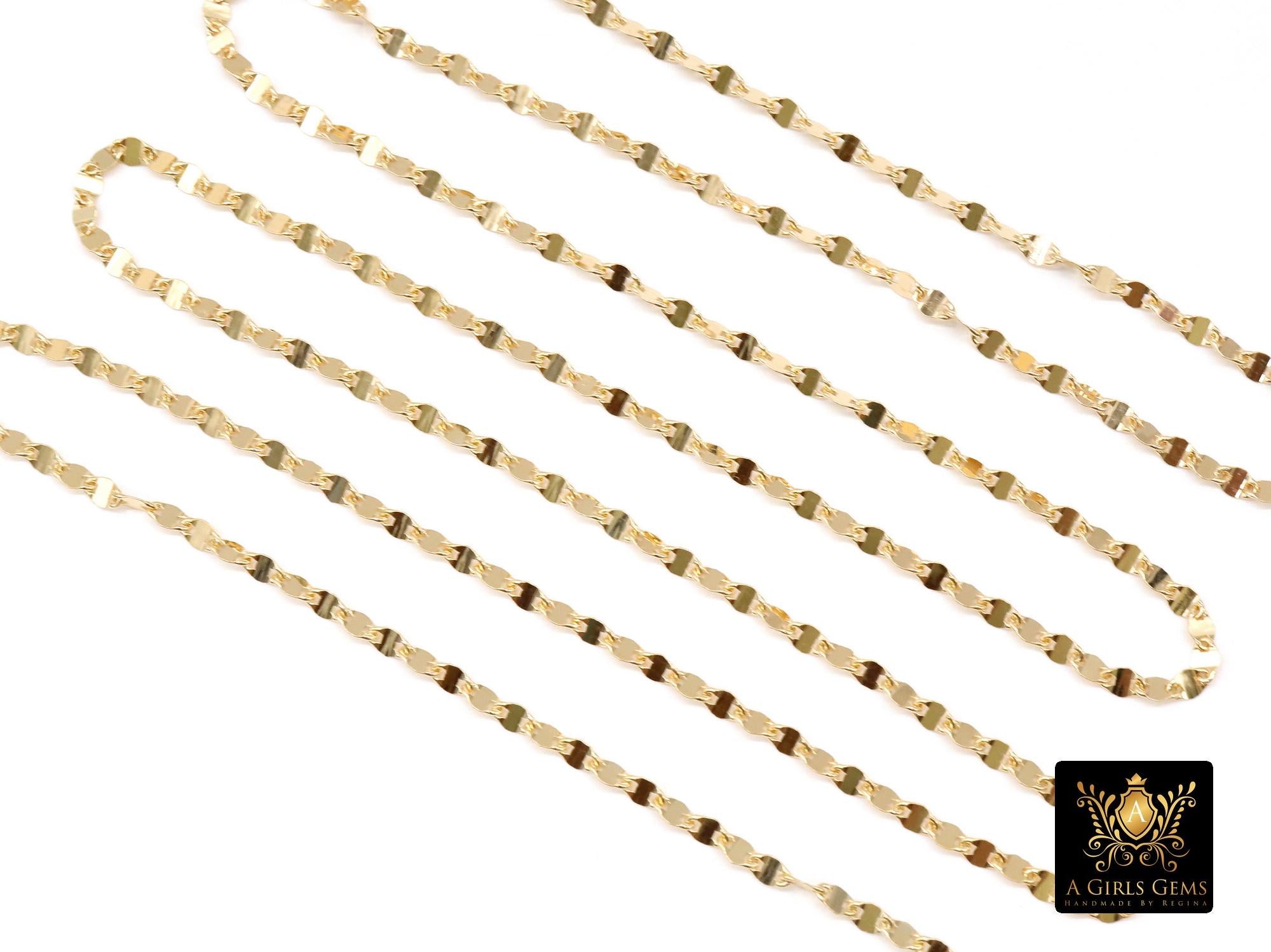 14 K Gold Filled Moroccan Chain, 4 mm 925 Sterling Silver Sequin Dapped Chains CH #804, Dainty Silver Beaded Flat Jewelry Chain