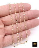 14 K Gold Filled Moroccan Chain, 4 mm 925 Sterling Silver Sequin Dapped Chains CH #804, Dainty Silver Beaded Flat Jewelry Chain