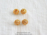 10 mm Filigree Round Micro Paved Bead, Gold Large or Small Hole Round Bead, Cubic Zirconia Paved Spacers - A Girls Gems