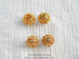 10 mm Filigree Round Micro Paved Bead, Gold Large or Small Hole Round Bead, Cubic Zirconia Paved Spacers - A Girls Gems