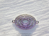 Gold Oval Connectors, CZ Micro Pave Black Bracelet Bar Connector 15 x 26 mm, Circle of Life Pendant