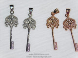 CZ Rose Gold Cubic Zirconia Paved Key Bead Key Pendant Link Key Charm Dangle Pendant - A Girls Gems