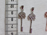 CZ Rose Gold Cubic Zirconia Paved Key Bead Key Pendant Link Key Charm Dangle Pendant - A Girls Gems