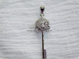 CZ Rose Gold Cubic Zirconia Paved Key Bead Key Pendant Link Key Charm Dangle Pendant - A Girls Gems