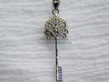 CZ Rose Gold Cubic Zirconia Paved Key Bead Key Pendant Link Key Charm Dangle Pendant - A Girls Gems
